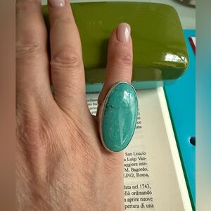 Sterling vintage Turquoise Oval Statement Ring